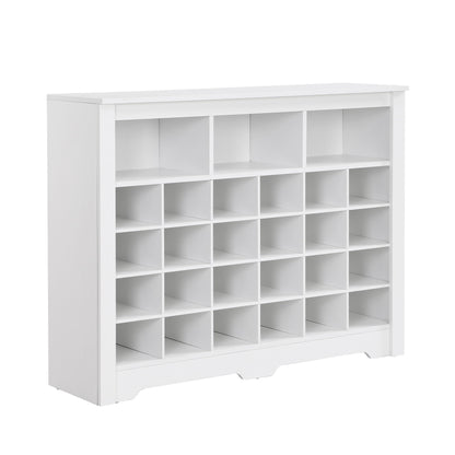 24 Shoe Cubby Console, Shoe Cabinet - White