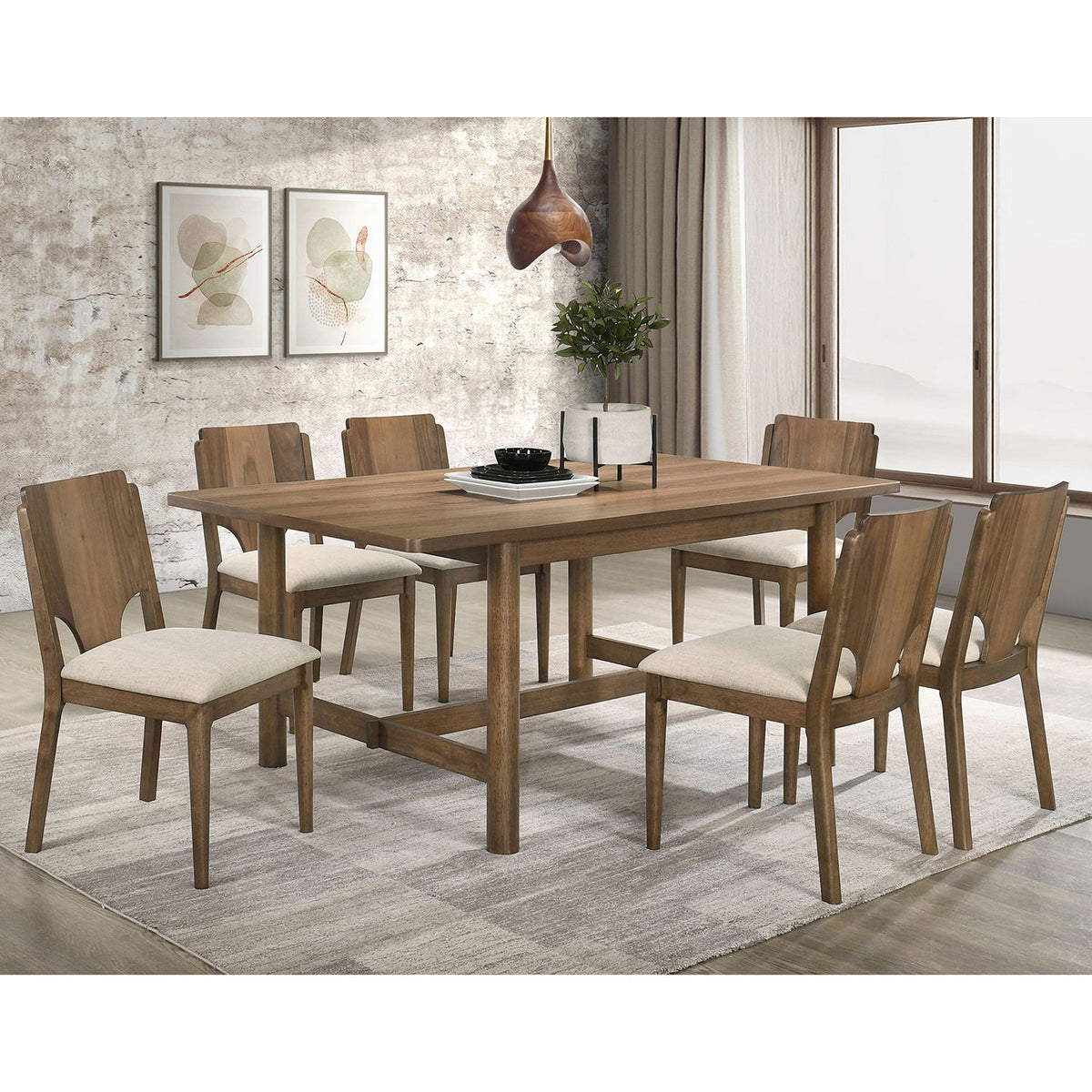 Graham - 7 Piece Rectangular Dining Table Set - Walnut