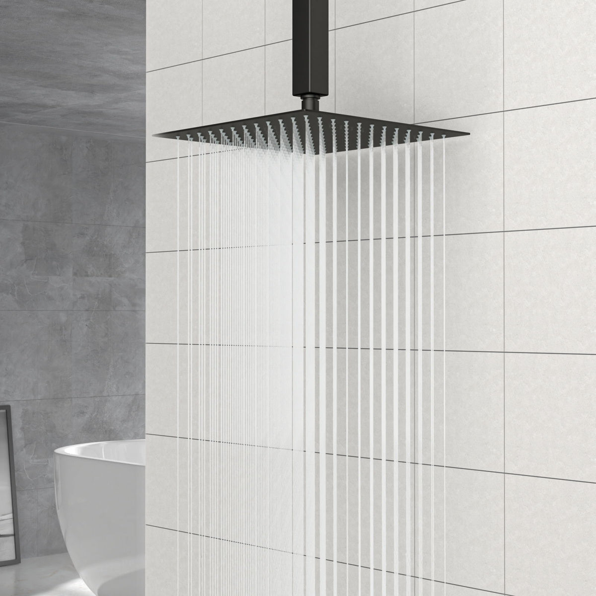 Modern 10" Square Rainfall Shower Head & Stainless Steel Wall Or Ceiling Mount Luxury Spa Shower Panel