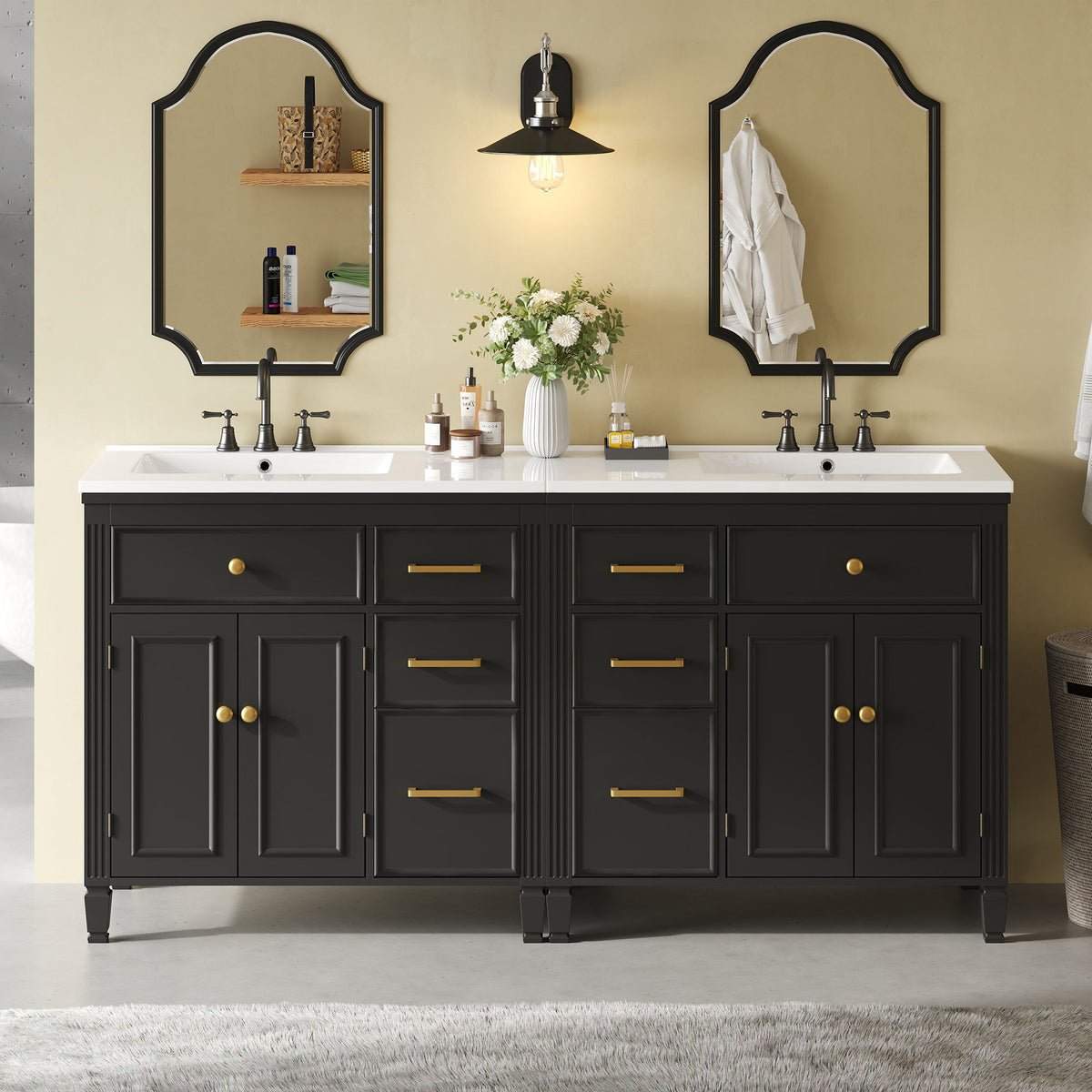 2 Piece Freestanding Bathroom Vanity Set With Sink Top, Reversible Dual Layout