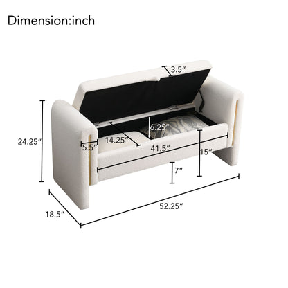 Modern Teddy Upholstered Large Bed End Bench With Arms And Storage