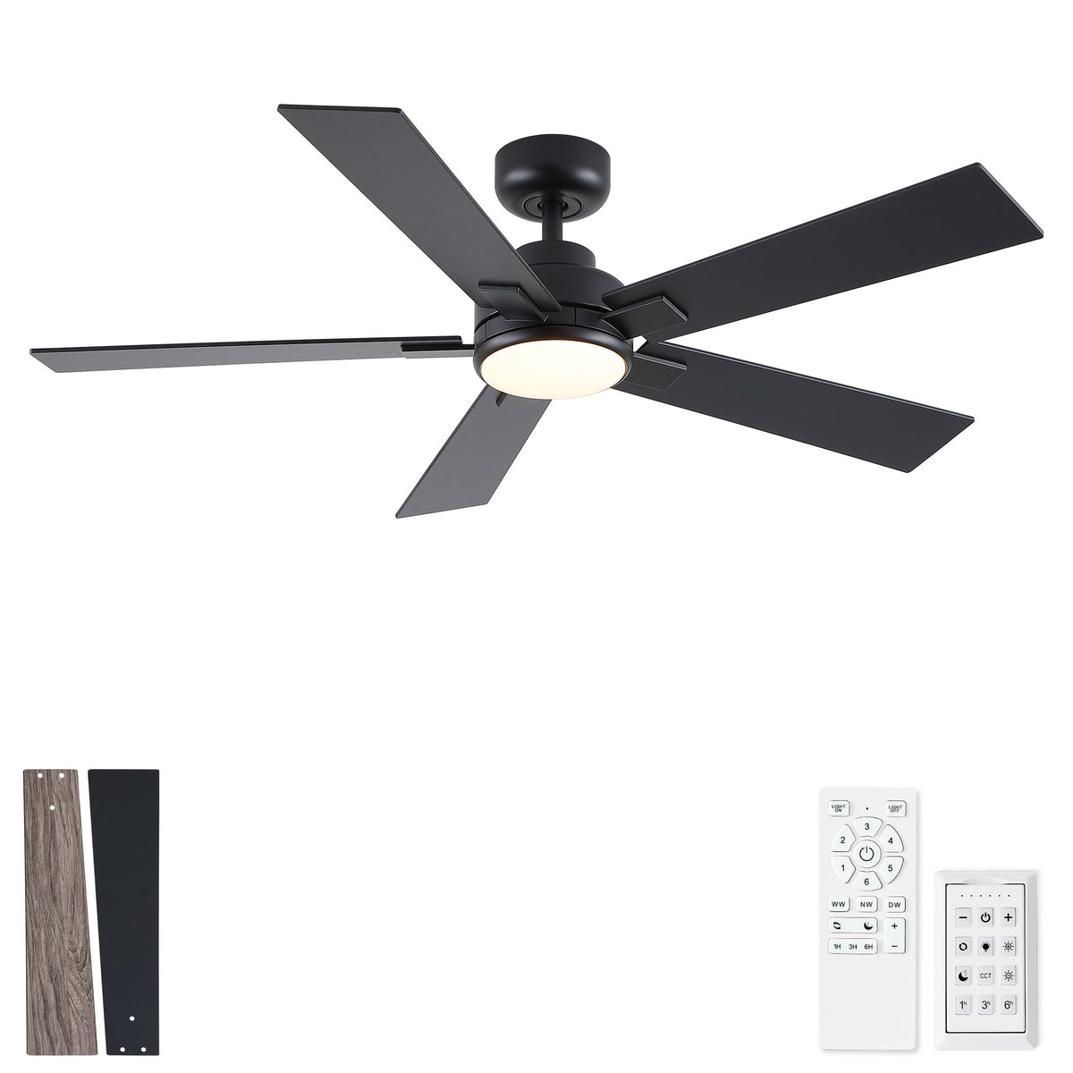 Reversible Motor Integrated LED Dimmable Ceiling Fan With Light And Remote - Matte Black