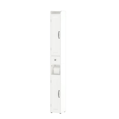 Slim Tall Bathroom Storage Cabinet With Adjustable Shelves, 2 Doors Freestanding Cabinet - White