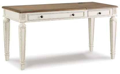 Realyn - Home Office Lift Top Desk - White / Brown