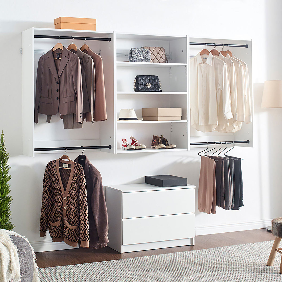 Devi - Wall Mounted Wood Closet System With Modular Units