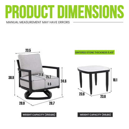 Outdoor Patio Furniture, Chat Set, Sunbrella Cushions And Side Table