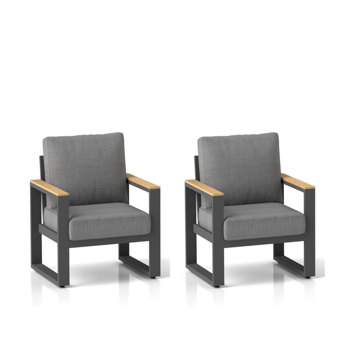 All-Weather Patio Armchairs With Thick Cushions (Set of 2)