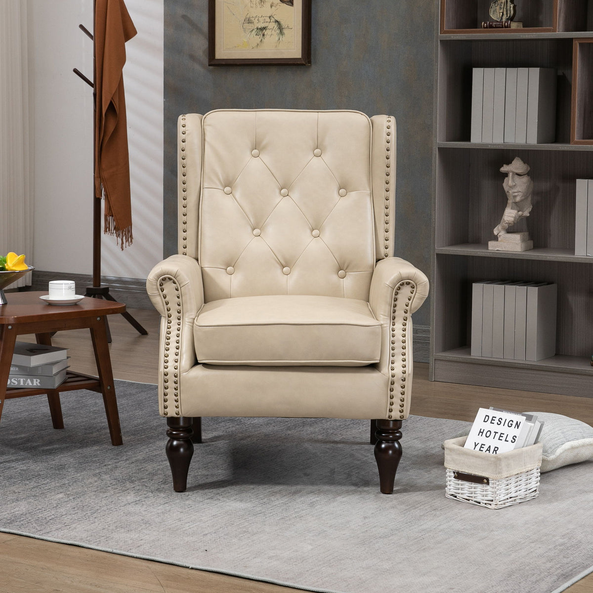 Modern Accent Armchair With Sturdy Wood Legs