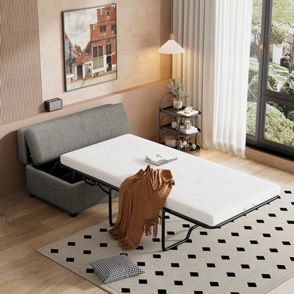 Twin Size Folding Ottoman Sleeper Bed With Mattress Convertible Guest Bed