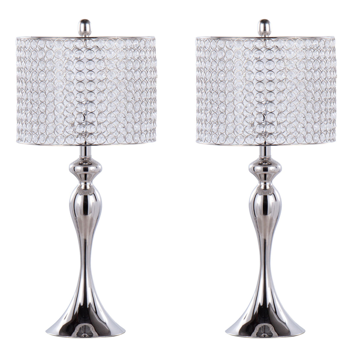 Ashland - Contemporary Table Lamp Round Clear Crystal Beads (Set of 2) - Nickel