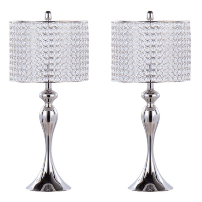 Ashland - Contemporary Table Lamp Round Clear Crystal Beads (Set of 2) - Nickel