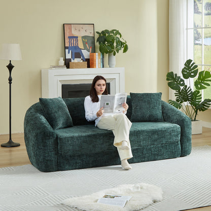 Curved Convertible Sofa, 2 In 1 Fold Out Bed With Pull Out Base And Deep Seat