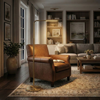 Verve - Floor Lamp With On / Off Switch Adjustable LED Round Base - Gold