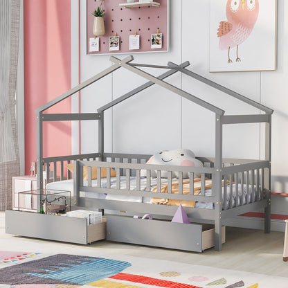 House Bed With 2 Drawers
