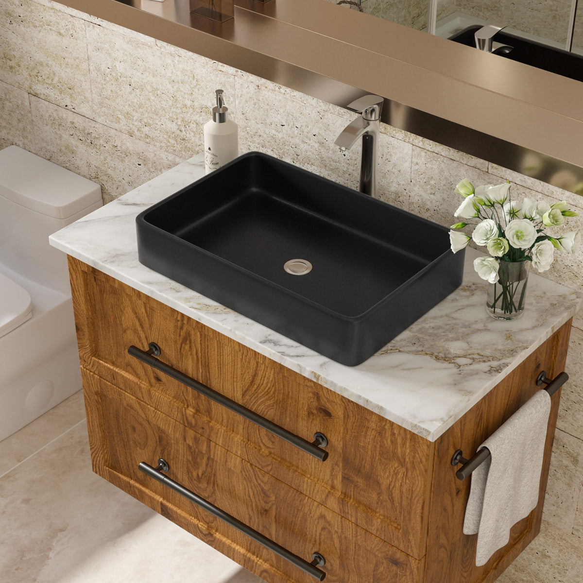 Modern European Design Ceramic Rectangular Vessel Bathroom Sink