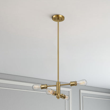 Trellis - 4 Lights Modern Gold Chandelier Vintage Pendant Fixture For Living Room - Clear / Gold