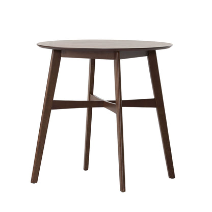 Round Counter Height Dining Table With Thick Rubberwood Legs And Support Beams - Walnut