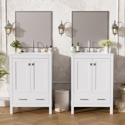 Bathroom Vanity With Integrated Undermount Ceramic Sink, 2 Doors And 1 Drawer, Soft Close Hinges