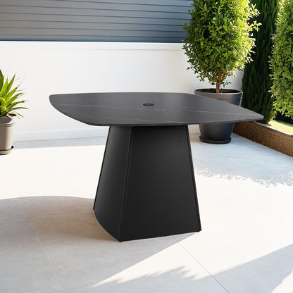 Rounded Square Outdoor Pedestal Dining Table