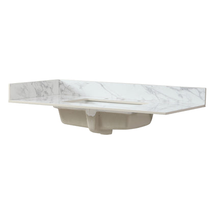 Engineered Marble Stone Bathroom Sink Side Splash - Bianco Carrara Wenato